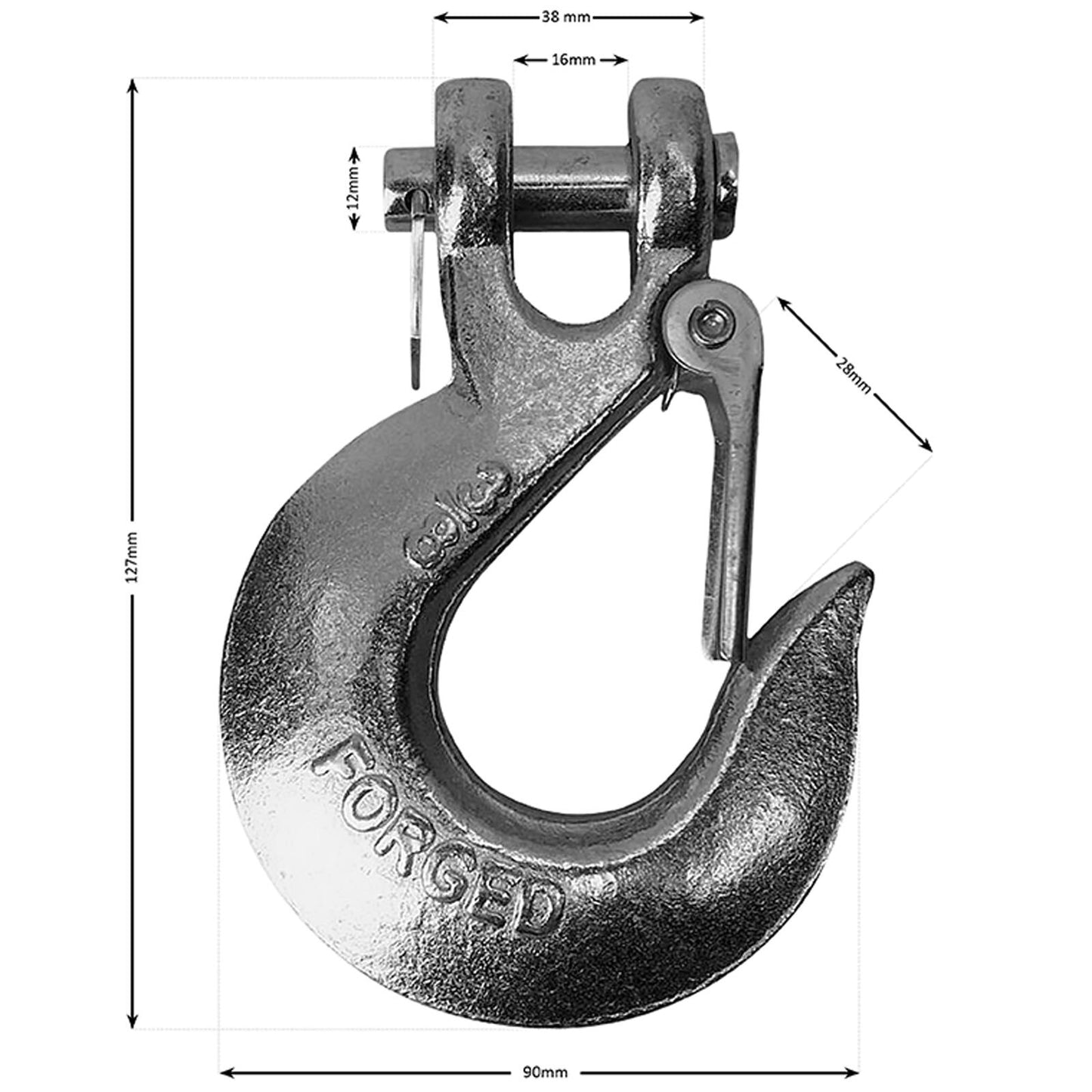 13,500lb 12V Winch. 15m x 9.5mm Steel Rope. 3/8 inch Hook + MP - Short Drum - Compact Trailer Winch