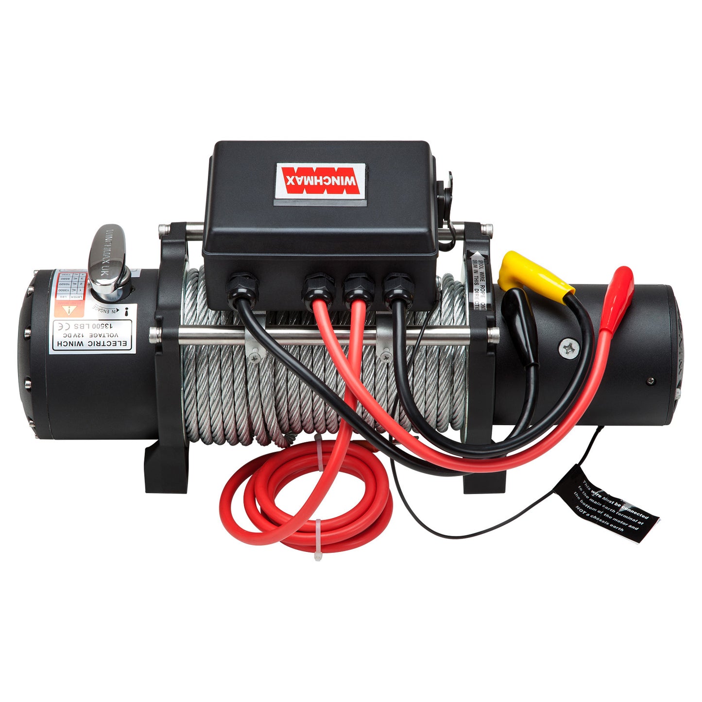 13,500lb (6,123kg) 12v Military Grade Winch. 26m x 9.5mm Steel Rope, Twin Wireless Remote Controls.