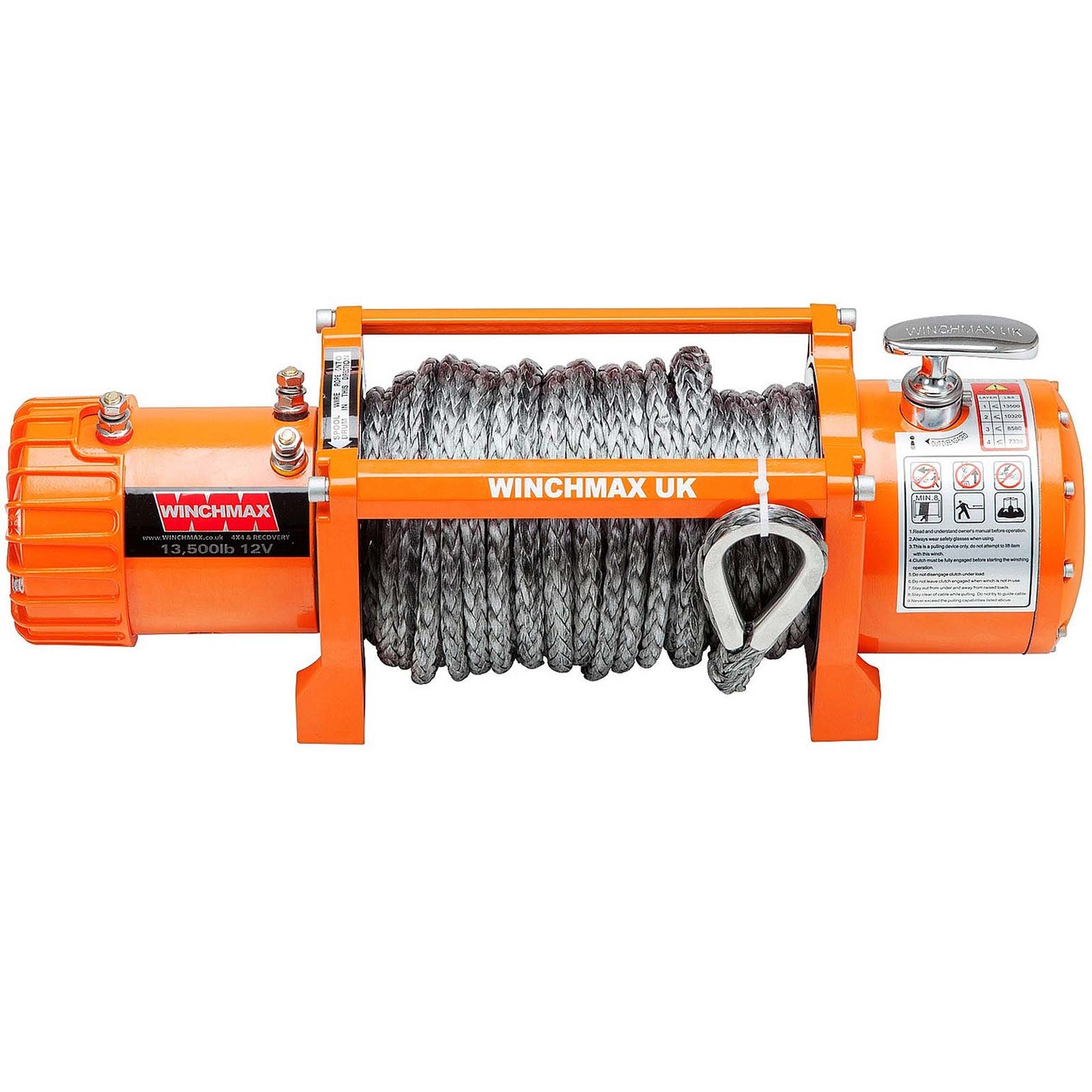 13,500lb (6,123kg) Original Orange 24v Electric Winch. 28m x 11mm Dyneema Rope, Twin Wireless Remote Control.