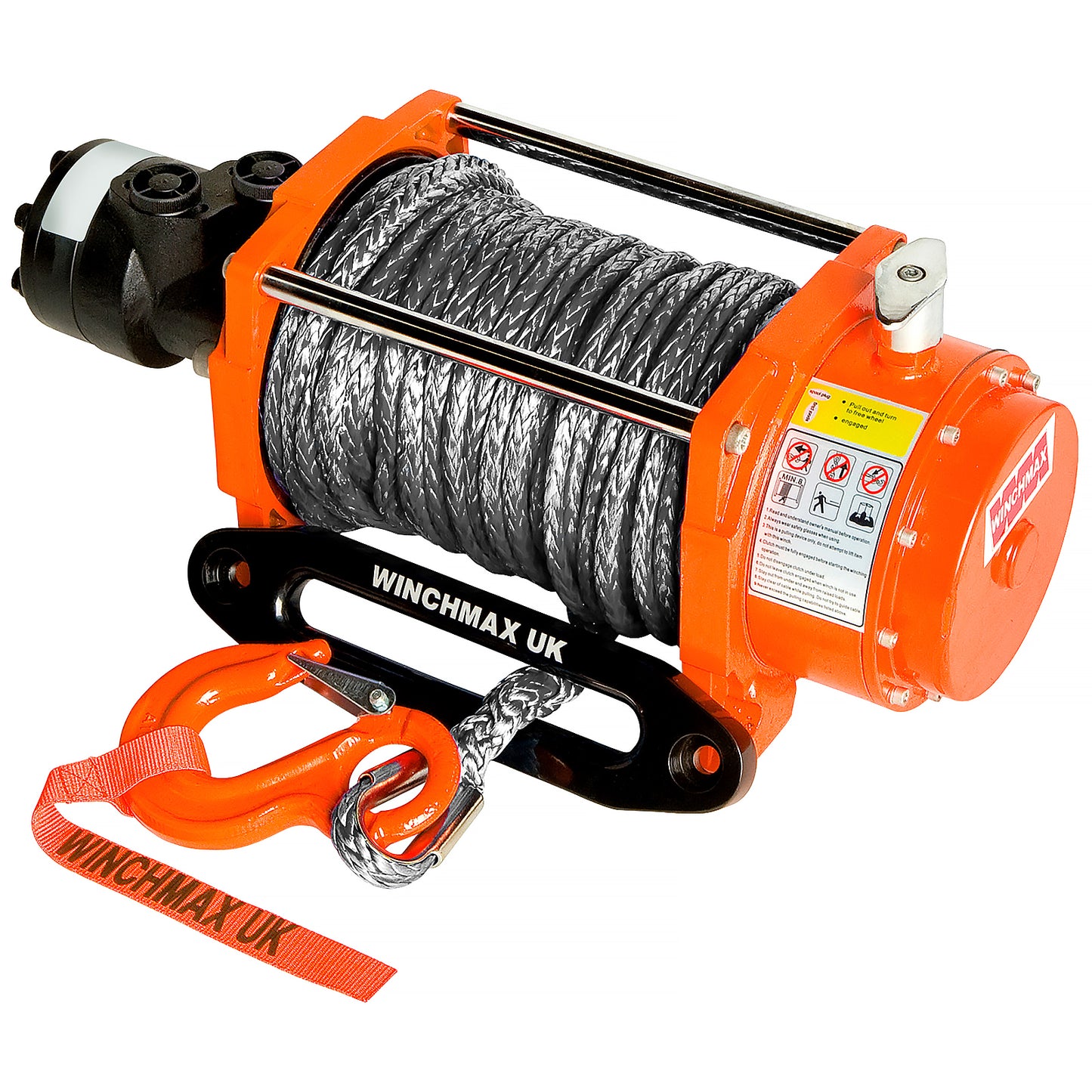 20,000lb (9,072kg) Original Orange Hydraulic Winch. 25m x 13mm Dyneema Rope. 12v Control System.