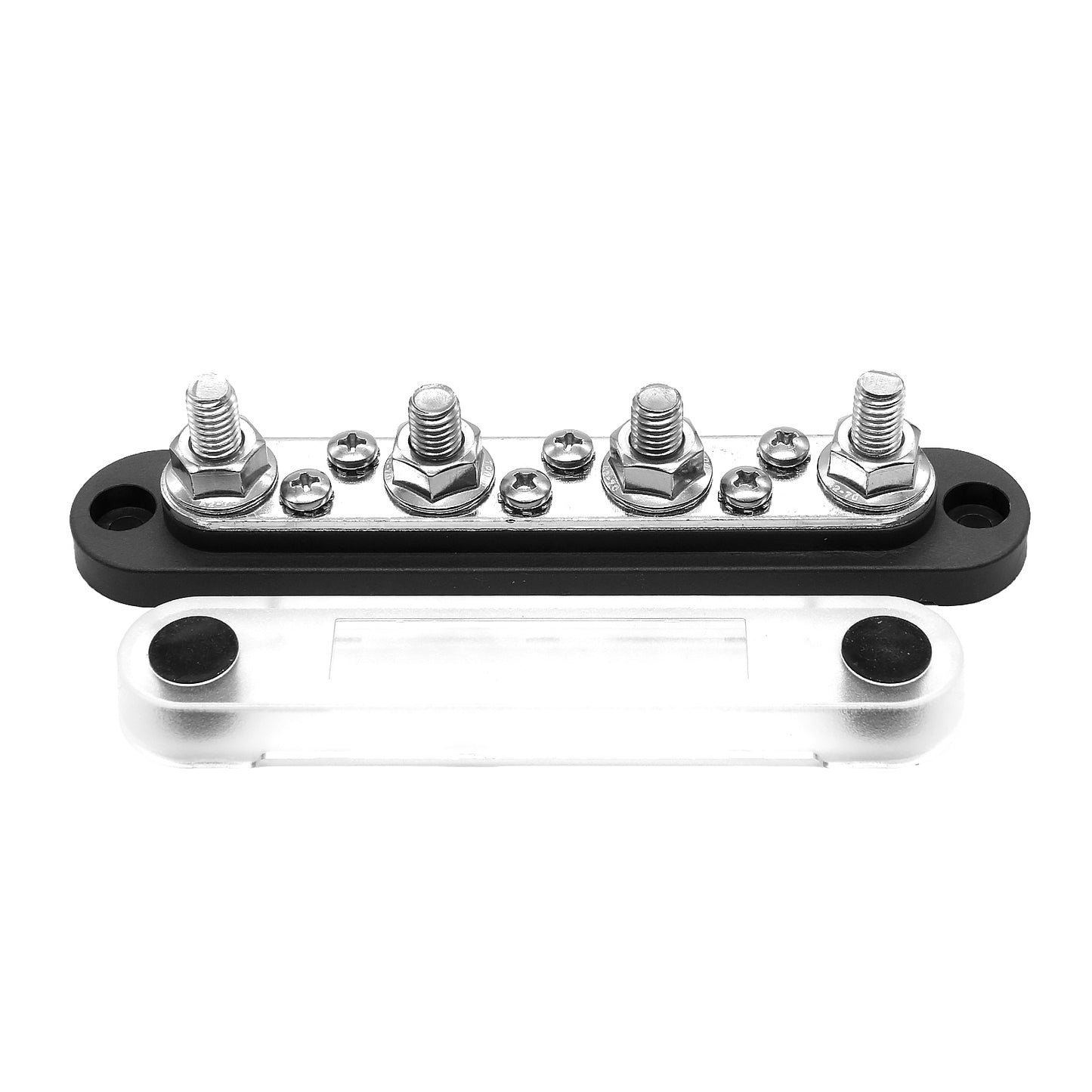 Sammelschiene 150 A, 4 x M8-Anschluss. Schwarz.