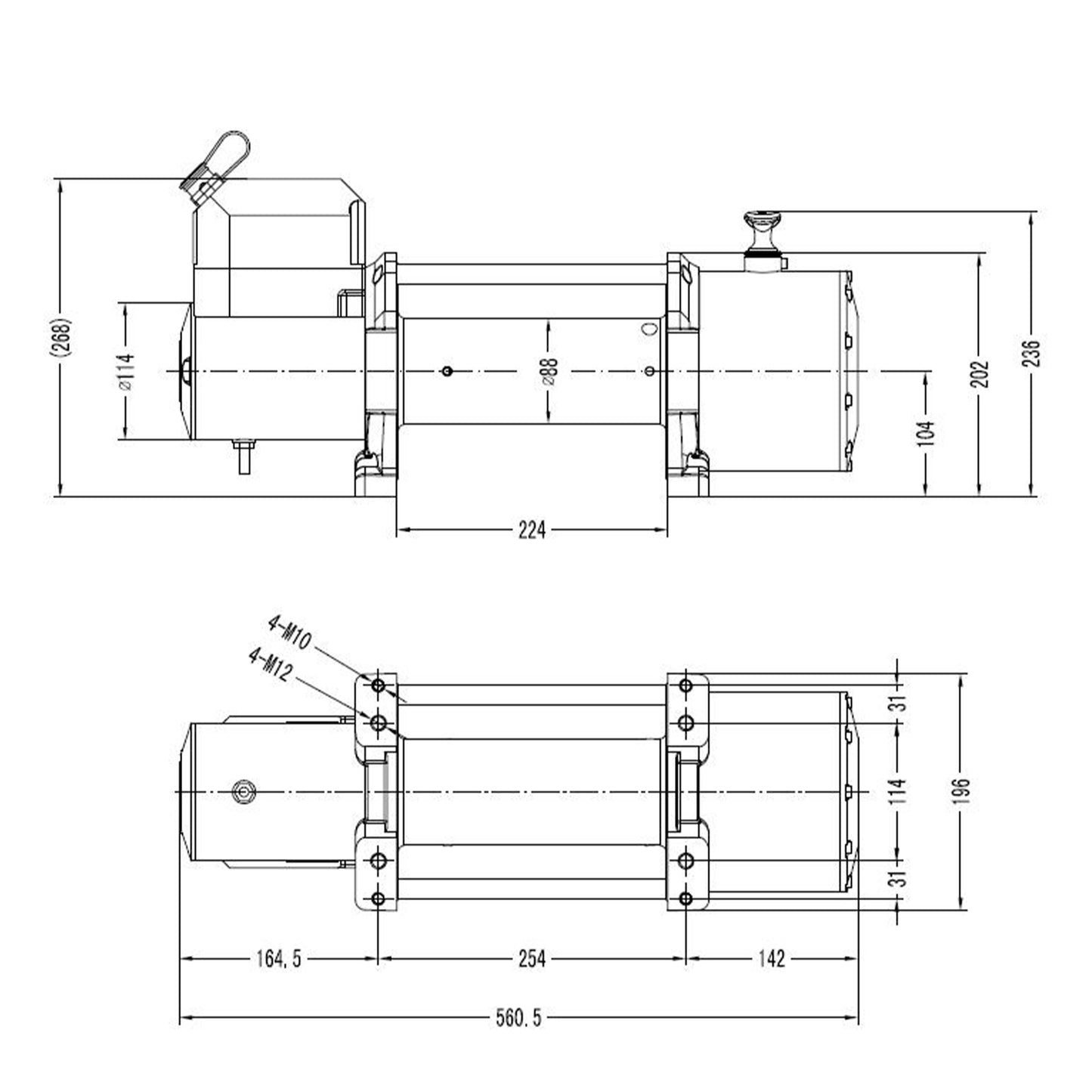 17,000lb (7,711kg) Original Orange 24v Electric Winch, 26m x 12mm Steel Rope, Wireless Remote Control.