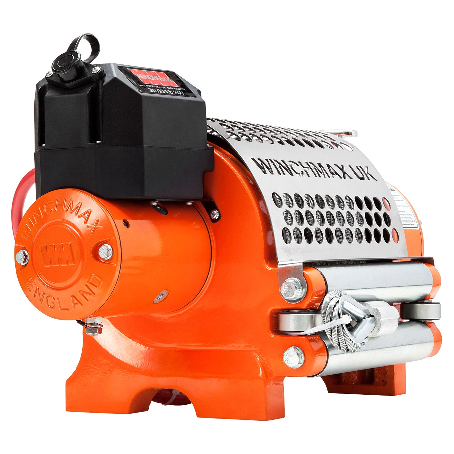 20,000lb (9,072kg) Original Orange Recovery 24v Electric Winch. 25m x 14mm Steel Rope, Wireless Remote Controls.