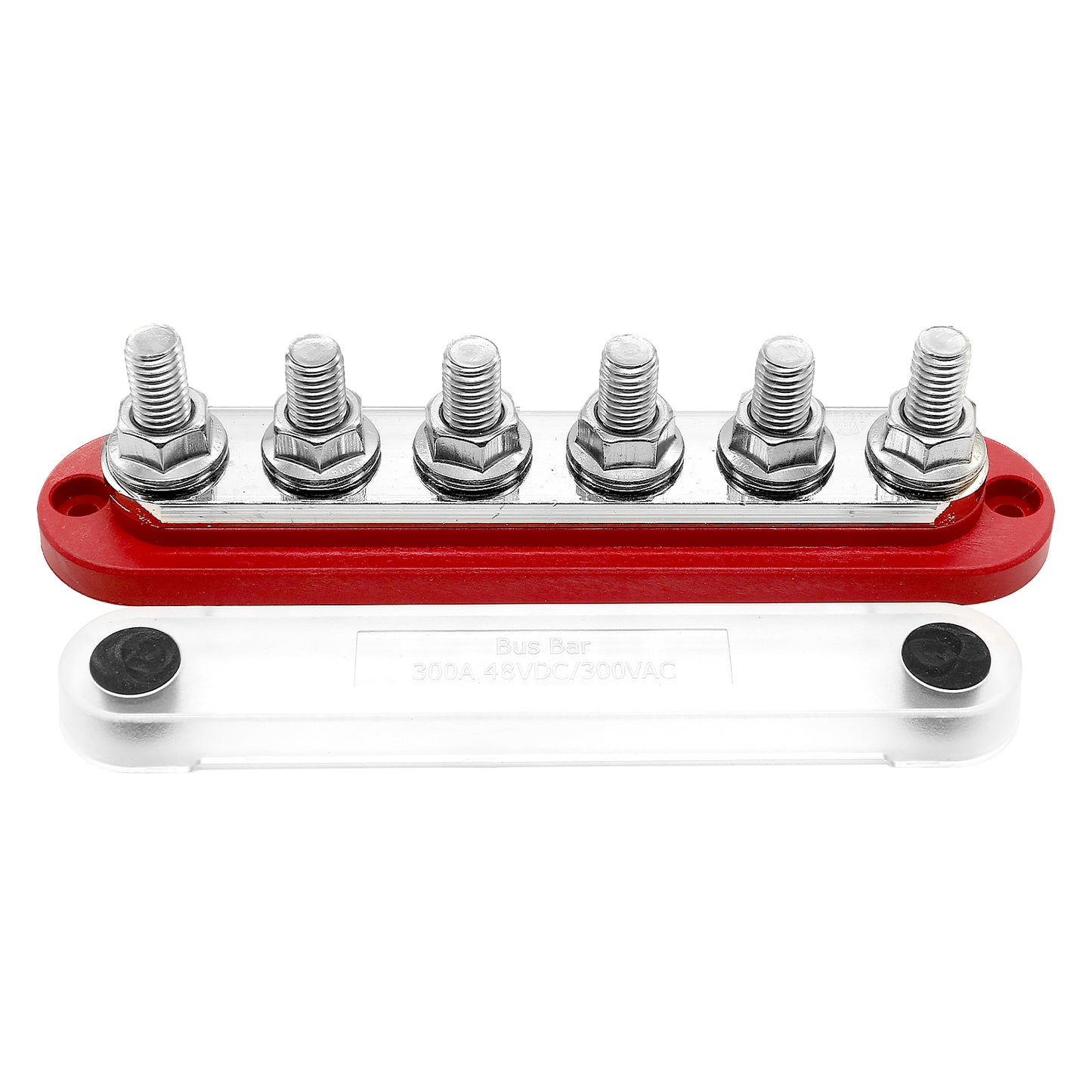 Sammelschiene 300a, 6 x M10-Klemmen. Rot.