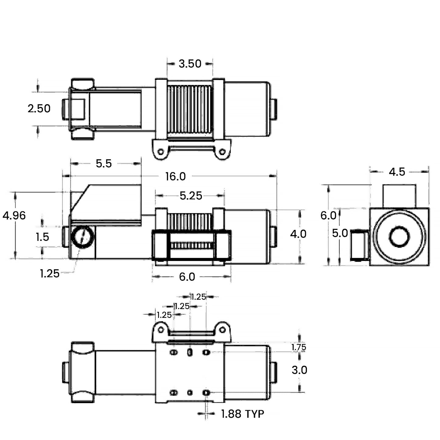1,500lb 240V 13A Single Phase Winch. 12.5m x 5mm Steel Rope. 1/4 inch hook.