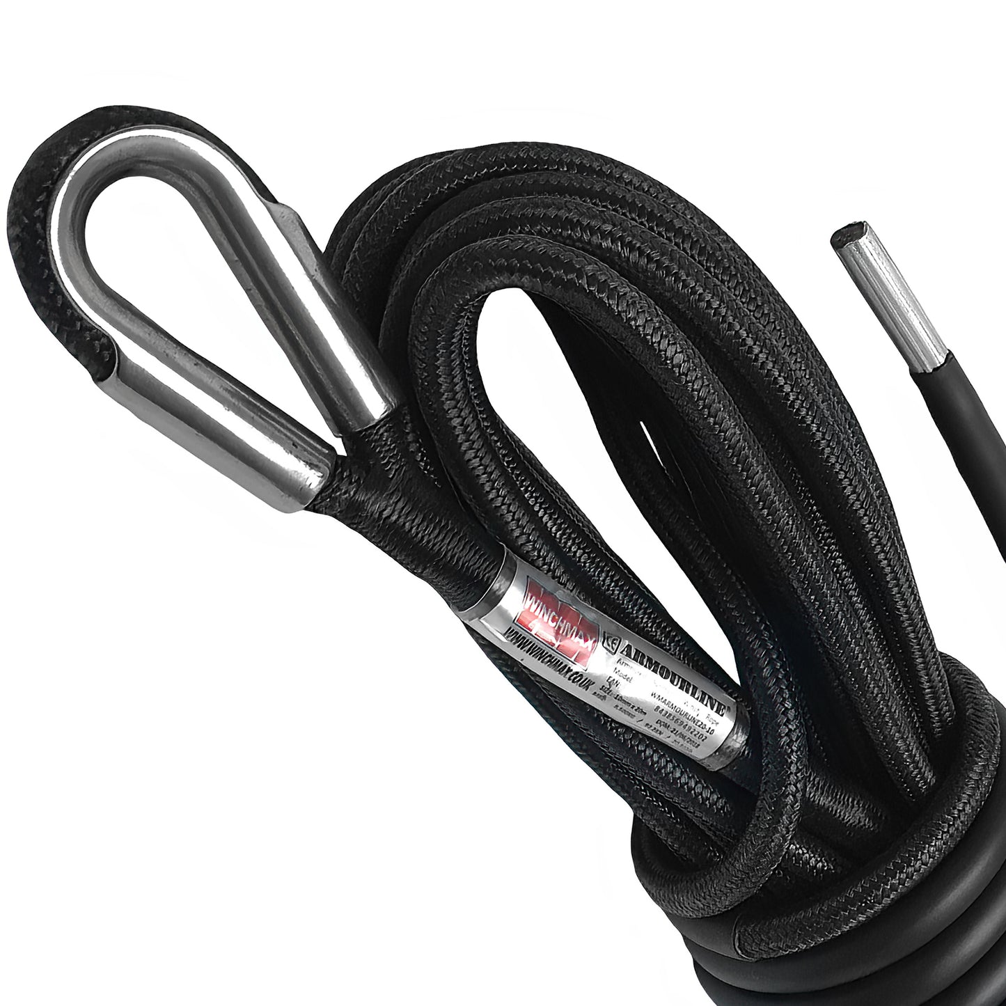 Armourline Synthetic Rope 20m x 15.5mm, Hole Fix. 1/2 Inch Clevis Hook.