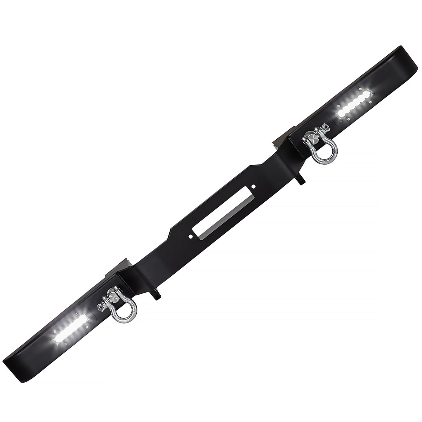 Land Rover Defender Winch Bumper with LED's and 2 Shackles - Fits With or Without Air Con
