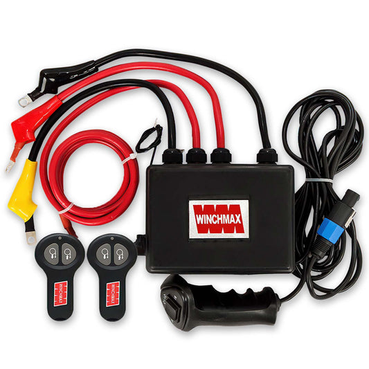 Complete 12V Winch Control Box, Wander Lead & Twin Wireless Remote Control