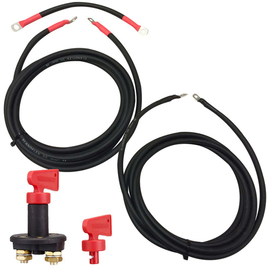 Defender Winch Battery Extension Cables - Heavy Duty - British Made + Isolator 4m