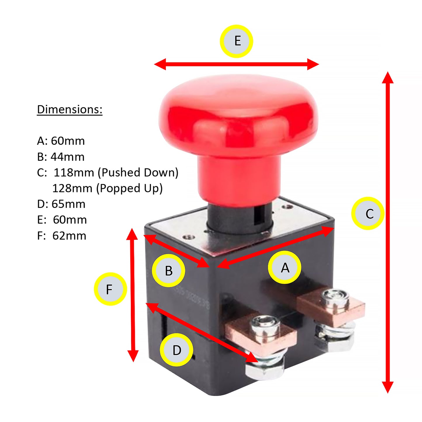 Battery Isolator Kill Master Switch Push/Pull Button Emergency Stop 12v/24v 250A