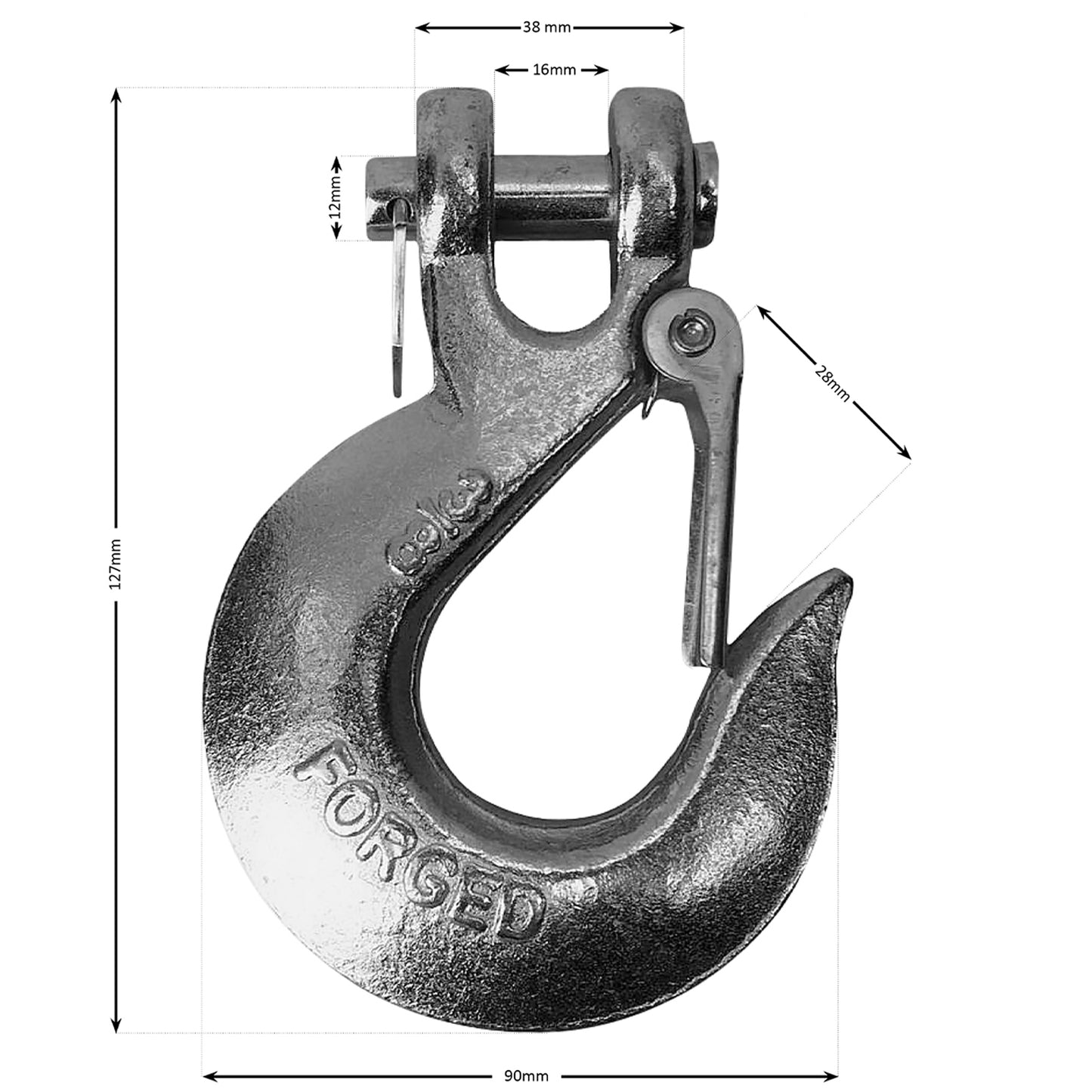 Steel Rope 15m x 9.5mm, Hole Fix. 3/8 inch Clevis Hook. For winches up to 13,500lb