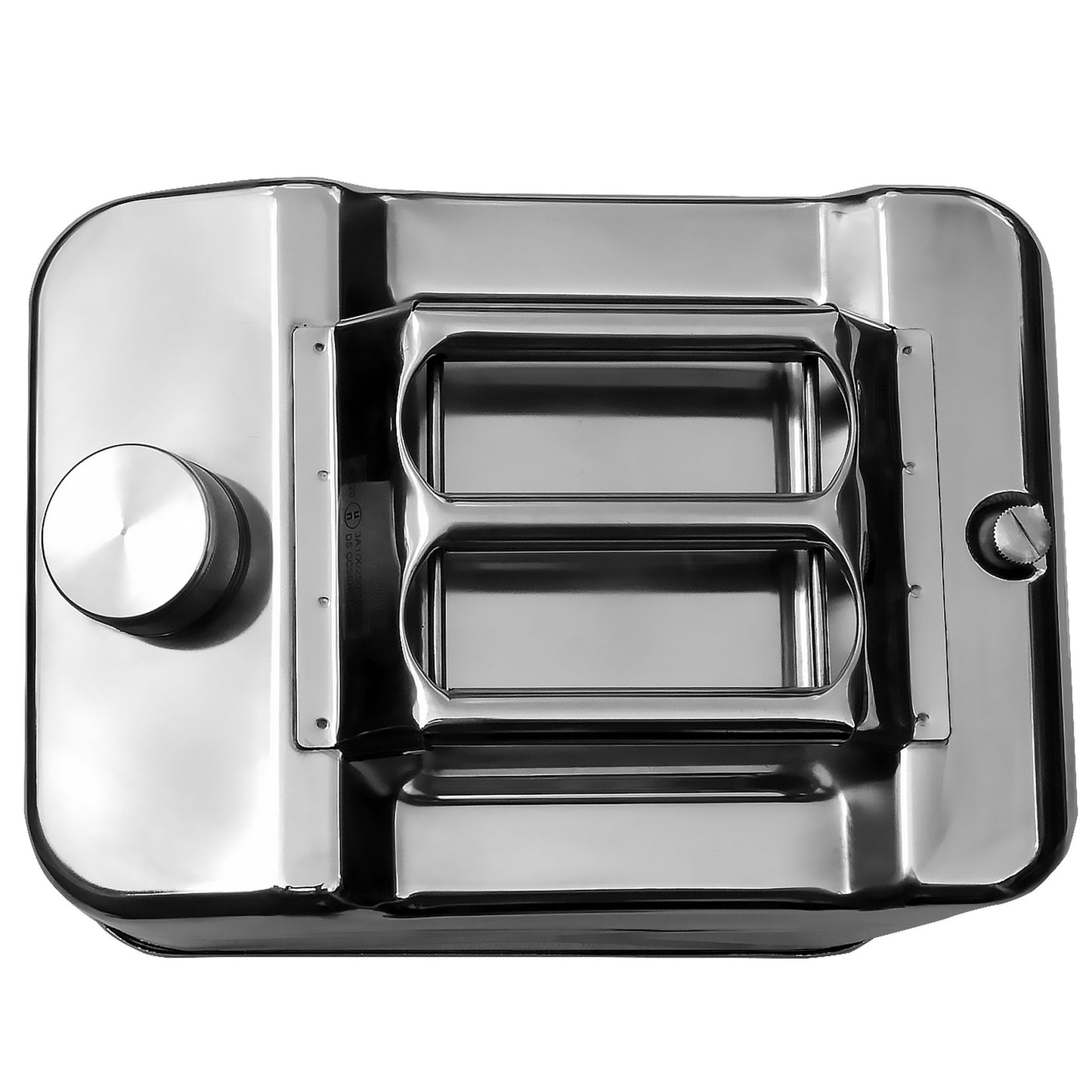 Tanica per carburante da 20 litri in acciaio inossidabile. Carburante, benzina, gasolio, acqua. Modello compatto.