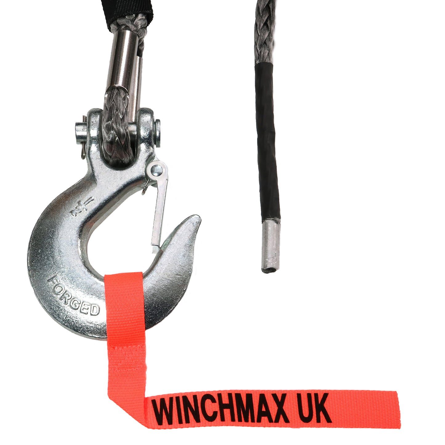 Premium Quality Synthetic Winch Rope 25m x 13mm, Hole Fix. 1/2 Inch Clevis Hook.