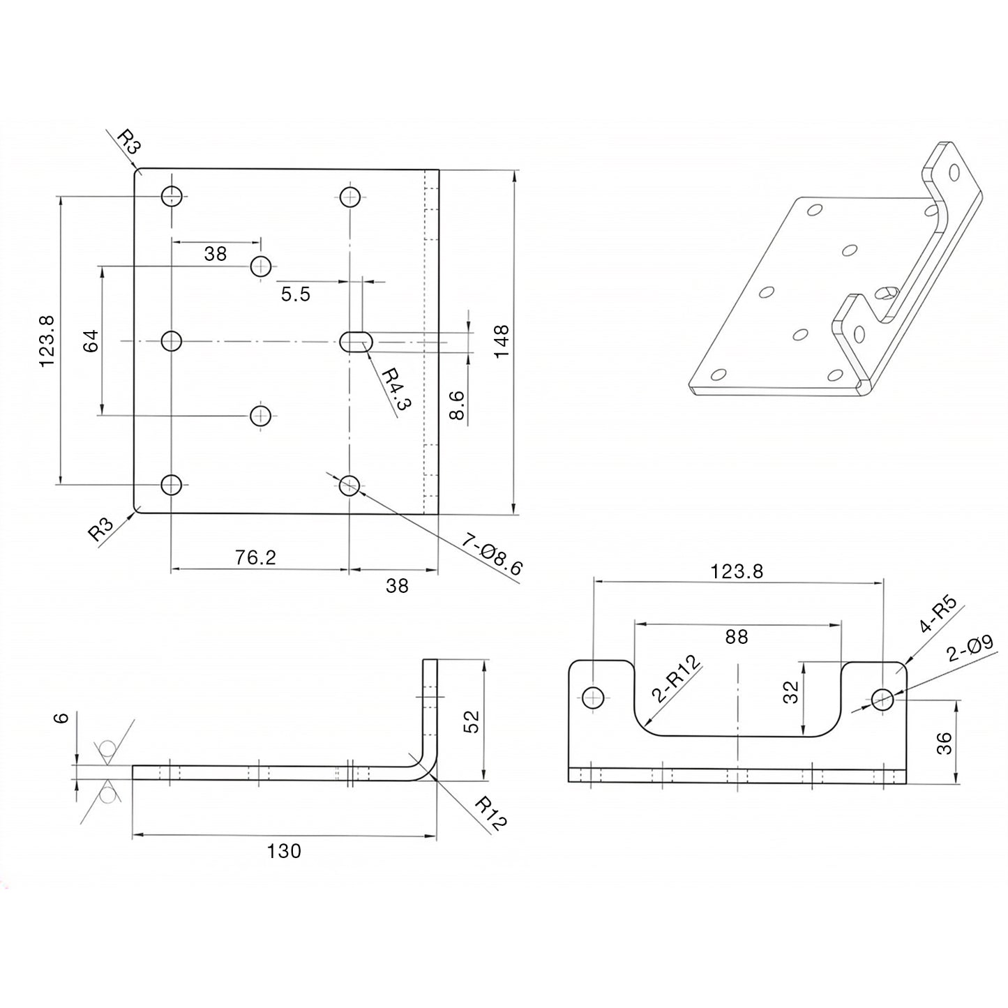 Mounting Plate Diagram 3000 winch