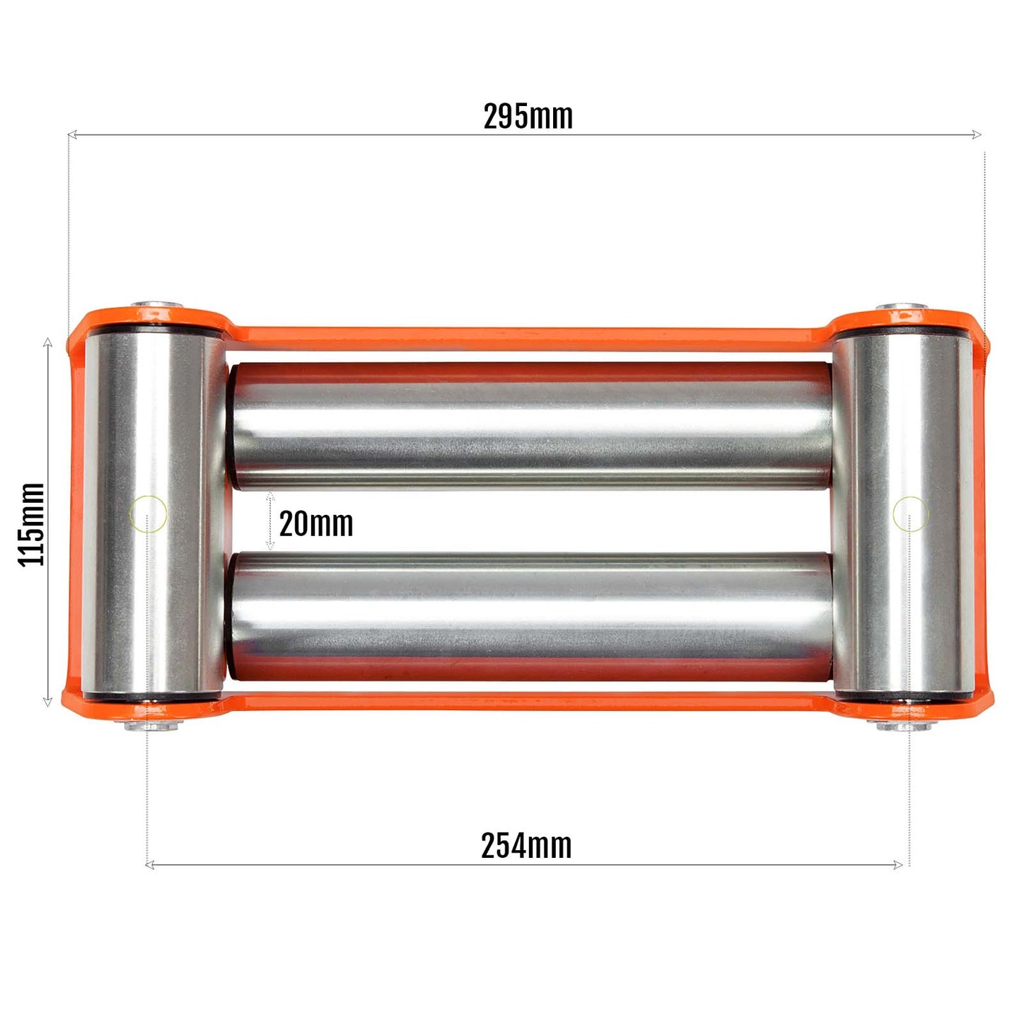 Roller Fairlead, Heavy Duty, Orange. Zinc Plated Rollers.