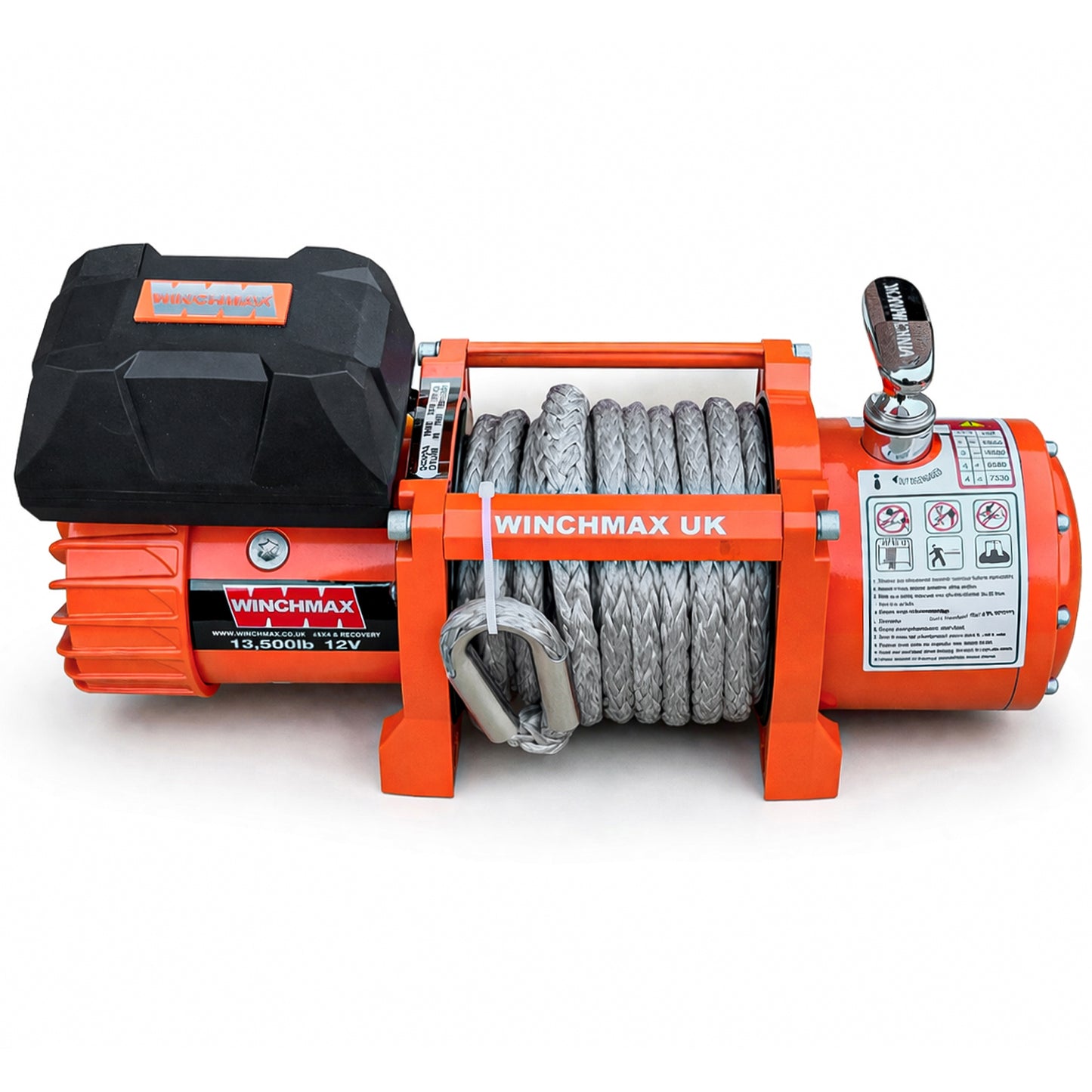 13,500lb 12V Winch. 15m x 11mm Synthetic Rope. 3/8 inch Hook + MP - Short Drum - Compact Trailer Winch