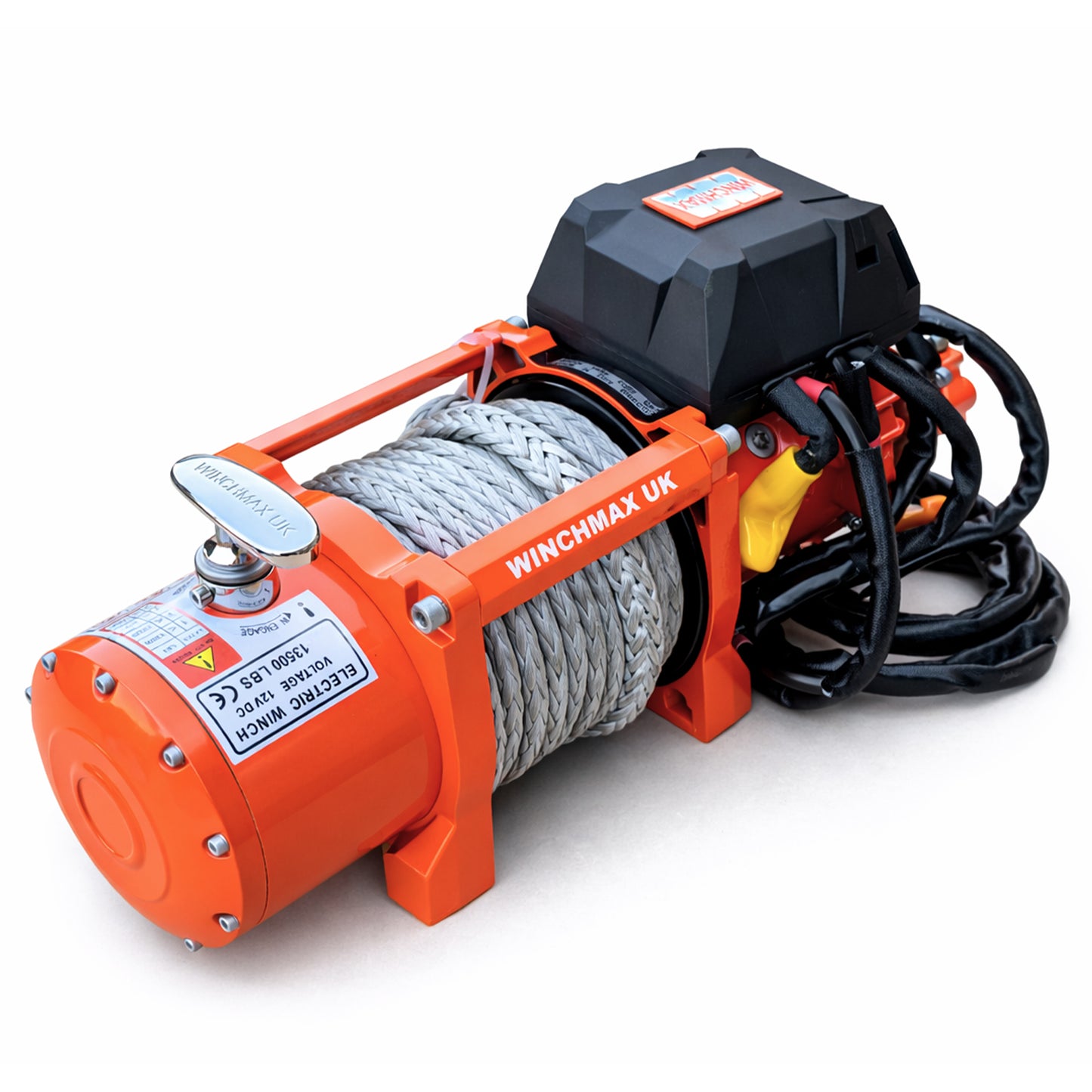 13,500lb 12V Winch. 15m x 11mm Synthetic Rope. 3/8 inch Hook + MP - Short Drum