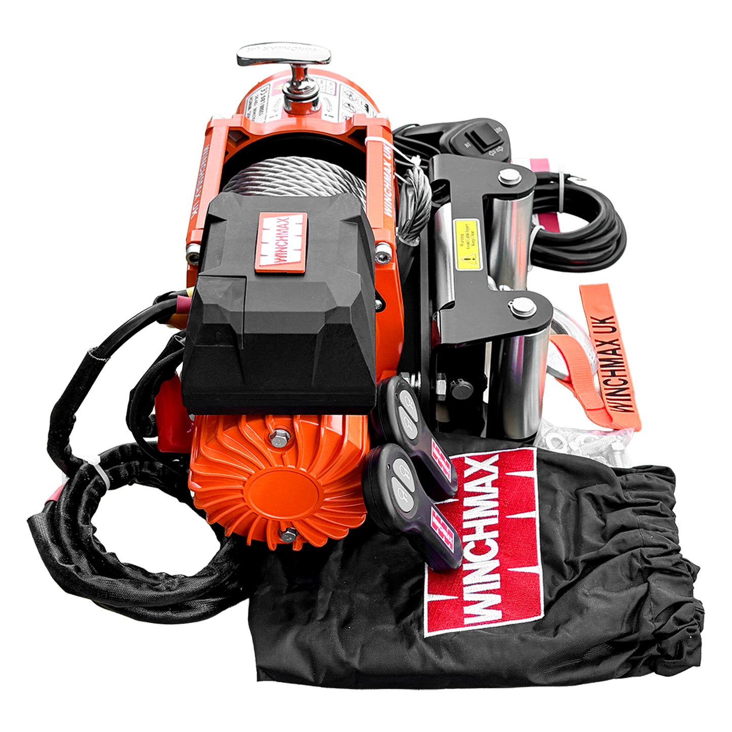 13,500lb 12V Winch. 15m x 9.5mm Steel Rope. 3/8 inch Hook + MP - Short Drum - Compact Trailer Winch
