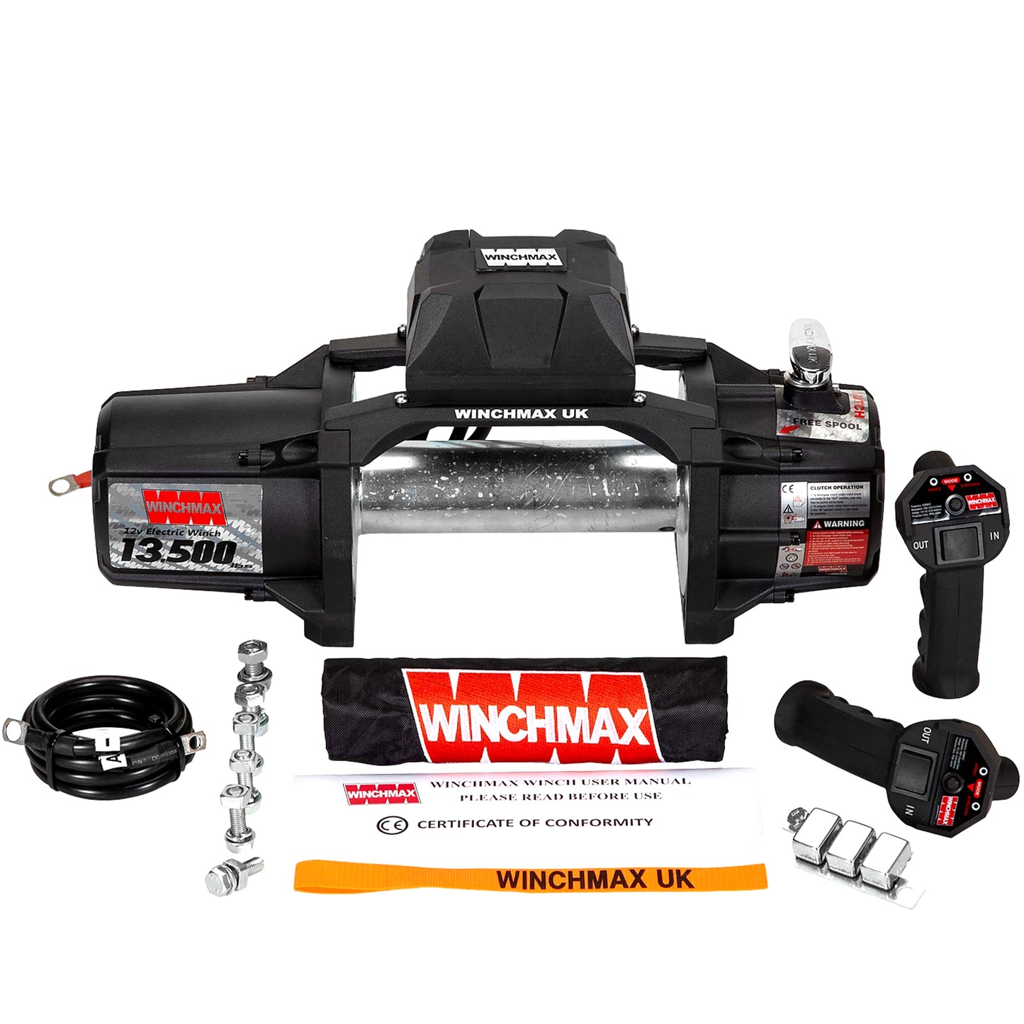 Treuil de qualité militaire 12 V de la série SL de 13 500 lb (6 123 kg). Pas de câble, pas de guide-câble. Double télécommande sans fil