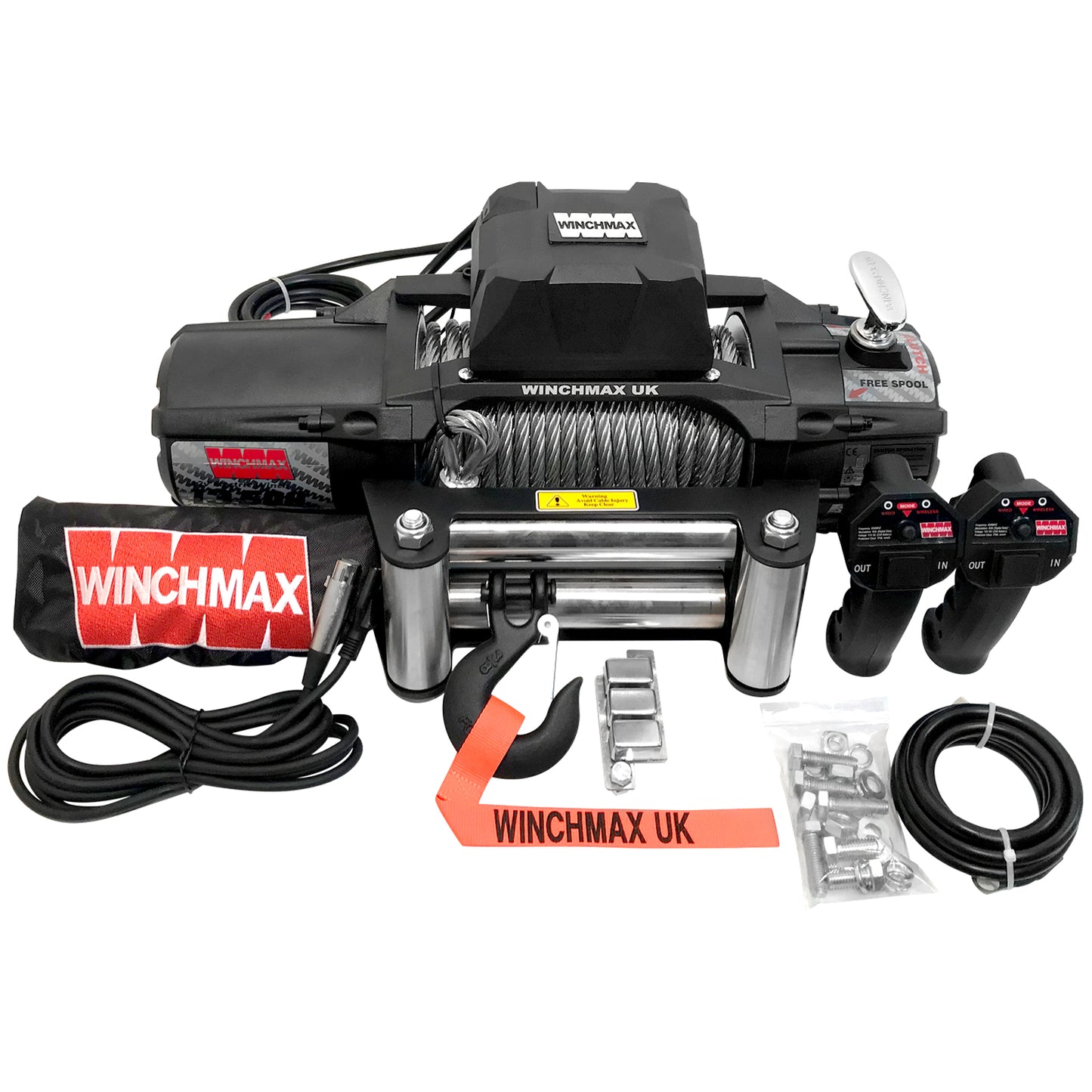 13,500lb (6,123kg) 'SL Series' 24v Military Grade Winch. 26m x 9.5mm Steel Rope, Twin Wireless Remote Controls.