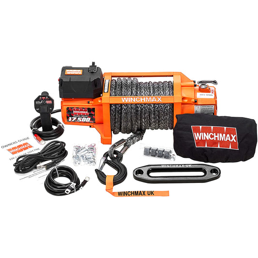 17,500lb (7,938kg) 'SL Series' Original Orange 12v Winch. 26m x 13mm Dyneema Rope, Wireless Remote Control.