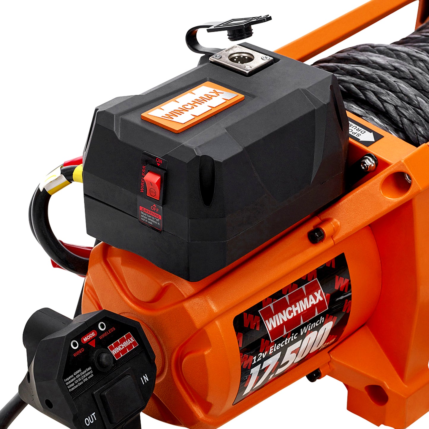 17,500lb (7,938kg) 'SL Series' Original Orange 12v Winch. 26m x 13mm Dyneema Rope, Wireless Remote Control.