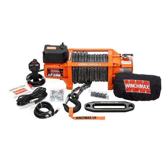 17,500lb (7,938kg) 'SL Series' Original Orange 24v Winch. 26m x 13mm Dyneema Rope, Wireless Remote Control.