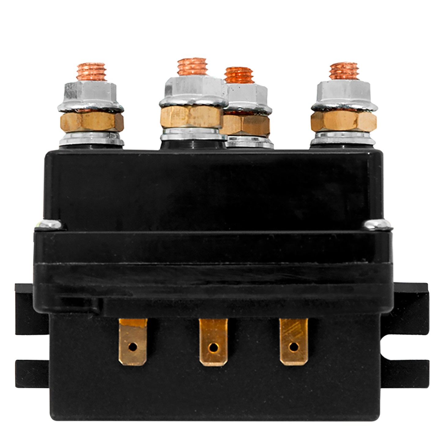 Solénoïde de treuil 12 V pour usage intensif. Connexions latérales des bornes à fourche.