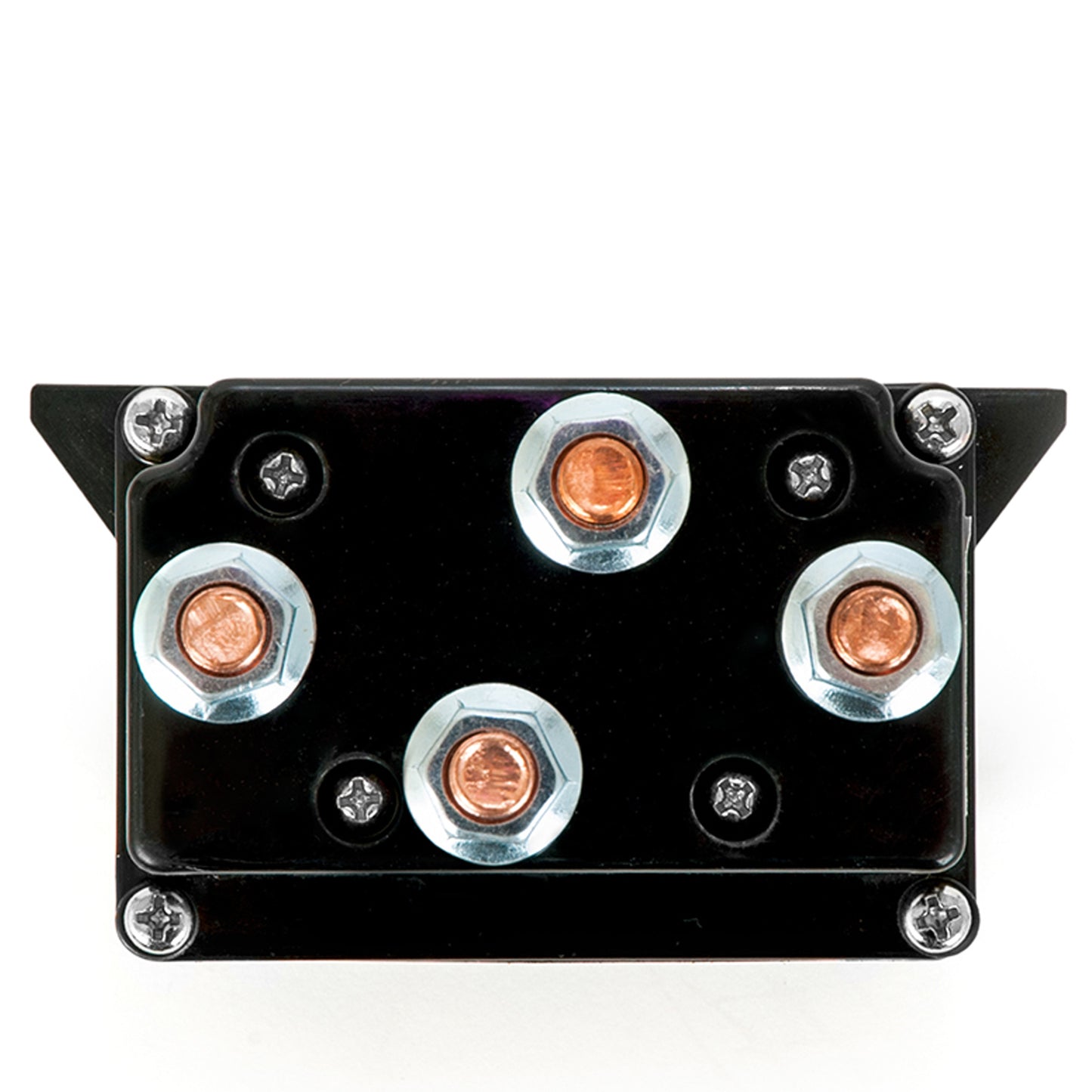 Solénoïde de treuil 12 V pour usage intensif. Connexions latérales des bornes à fourche.