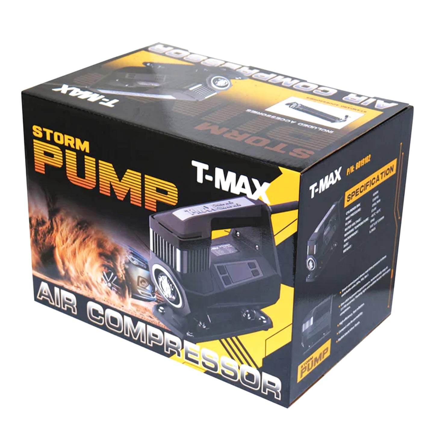 T-MAX Storm Pump 190 l/min 12v Air Compressor Tyre Pump - for 4x4 Off Road Car Van Truck SUV.