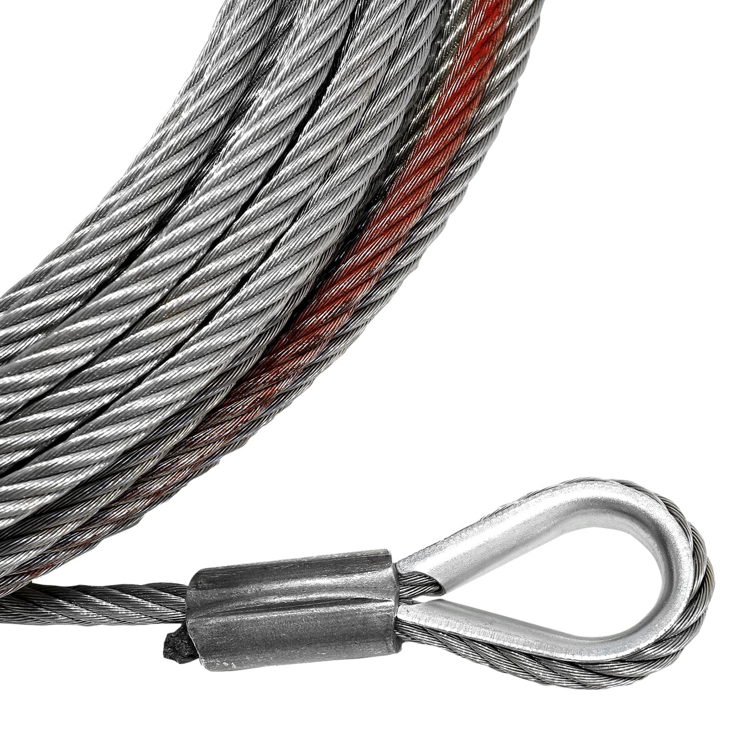 Steel Rope 15m x 9.5mm, Hole Fix. 3/8 inch Clevis Hook. For winches up to 13,500lb