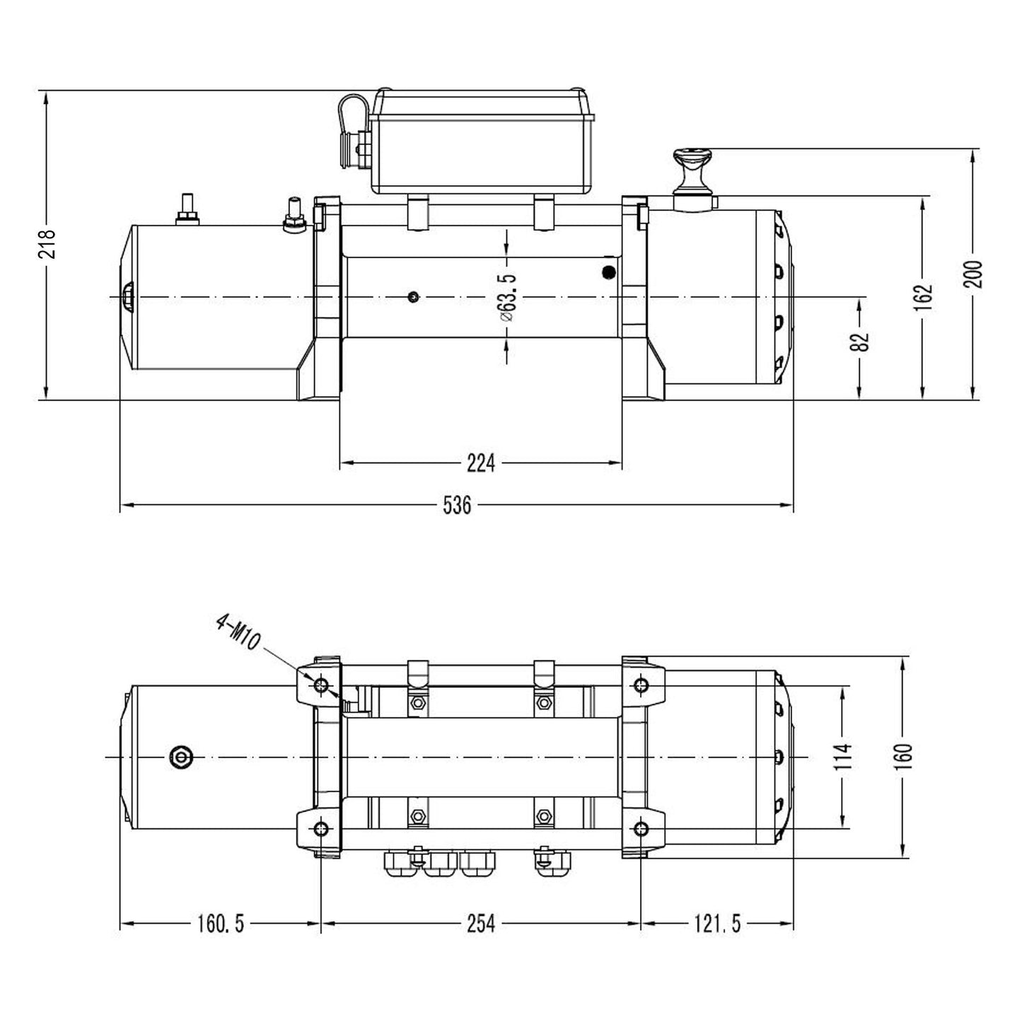13,500lb (6,123kg) 12v Electric Winch. 3.5Ton Recovery/Trailer Winch Kit. 25 m x 10 mm Armourline Rope. 3/8 inch hook.