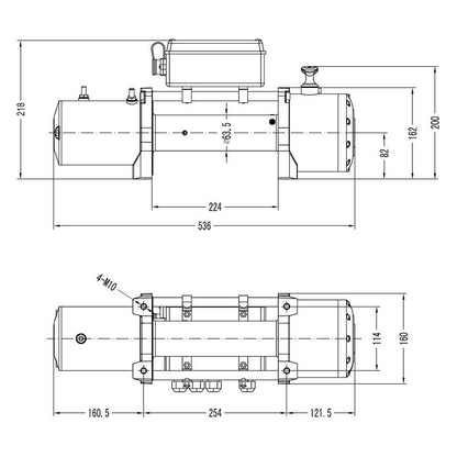 13,500lb (6,123kg) 12v Electric Winch. 3.5Ton Recovery/Trailer Winch Kit. 25 m x 10 mm Armourline Rope. 3/8 inch hook.