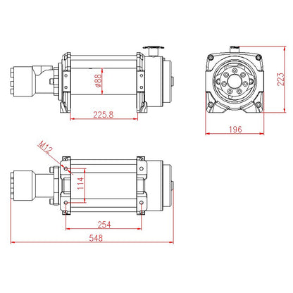 20,000lb (9,072kg) Original Orange Hydraulic Winch. 25m x 13mm Dyneema Rope. 24V Control System.