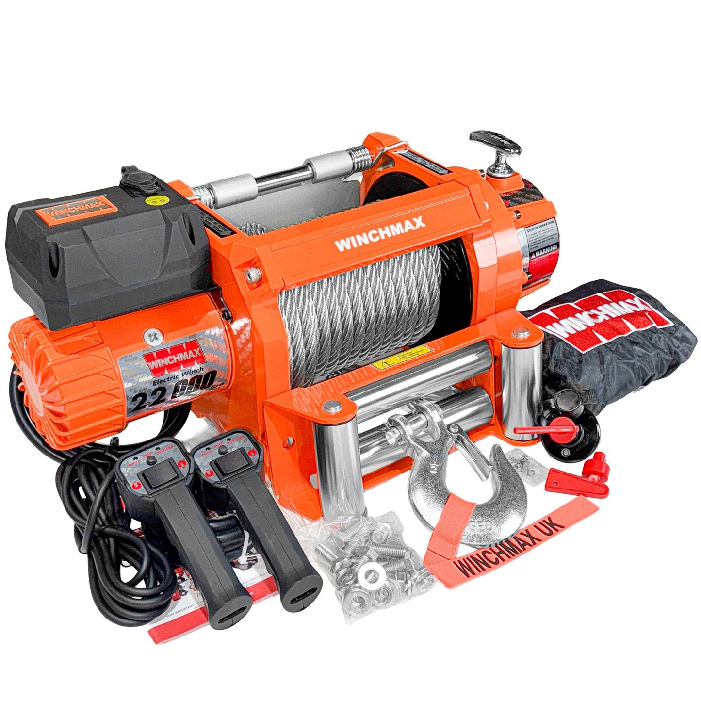 22,000lb 24V Winch Heavy Duty 20m x 14mm Steel Rope.
