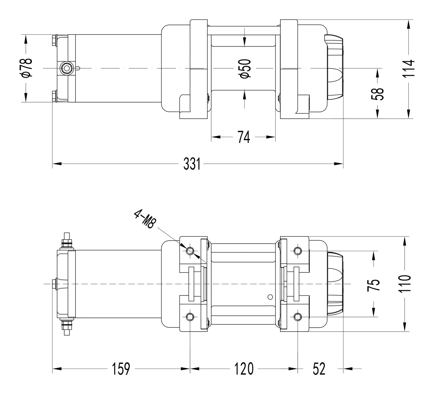 3,000lb (1,361kg) 12v Military Grade Winch. 15.5 x 5mm Steel Rope. Wireless Remote Control. Boat Trailer, Marine.
