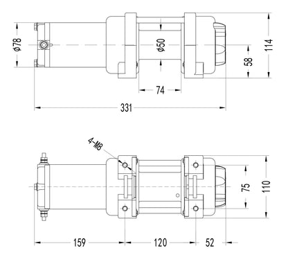 3,000lb (1,361kg) 12v Military Grade Winch. 15.5 x 5mm Steel Rope. Wireless Remote Control. Boat Trailer, Marine.