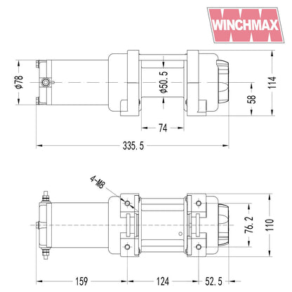 3,000lb (1,361kg) 24v Military Grade Winch. 15.5m x 5mm Dyneema Rope, Remote Controls.