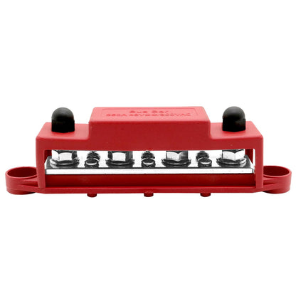 Bus Bar 250a 4 x M8 terminals. 6 screw terminals. Red.