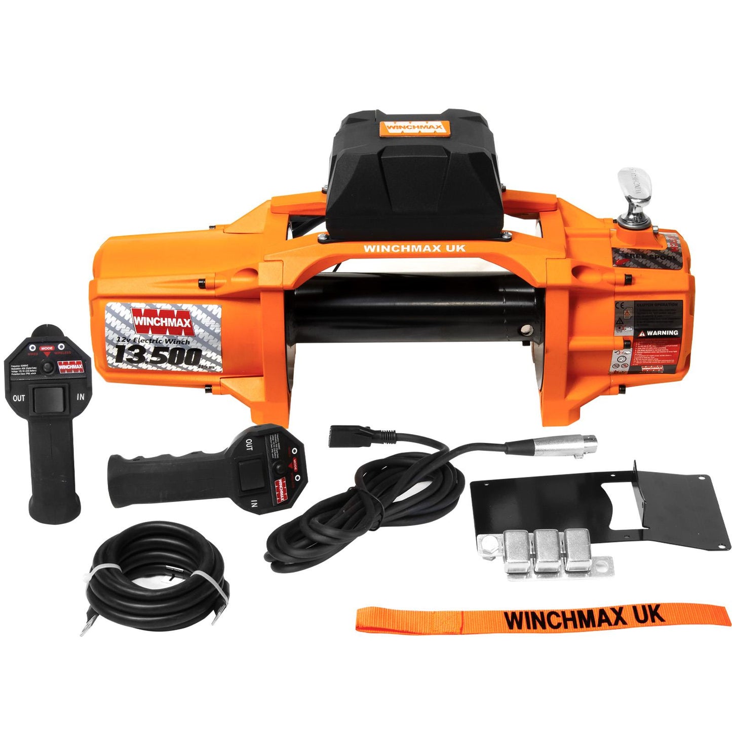 WINCHMAX 13,500lb (6,123kg) 'SL Series' Original Orange 24v Electric Winch - No Rope No Fairlead. Remotes.