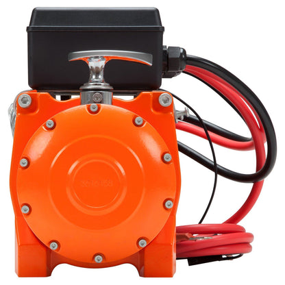 13,500lb (6,123kg) Original Orange 24v Winch, 15m (Short) x 9.5mm Steel Rope. 3/8 inch Hook.