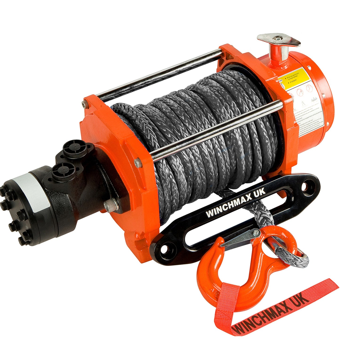 10,000lb (4,536kg) Original Orange Hydraulic Winch. 25m x 10mm Dyneema Rope. 24V Control System.
