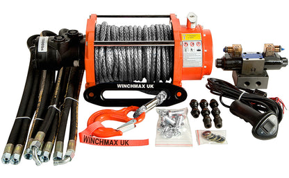 10,000lb (4,536kg) Original Orange Hydraulic Winch. 25m x 10mm Dyneema Rope. 24V Control System.