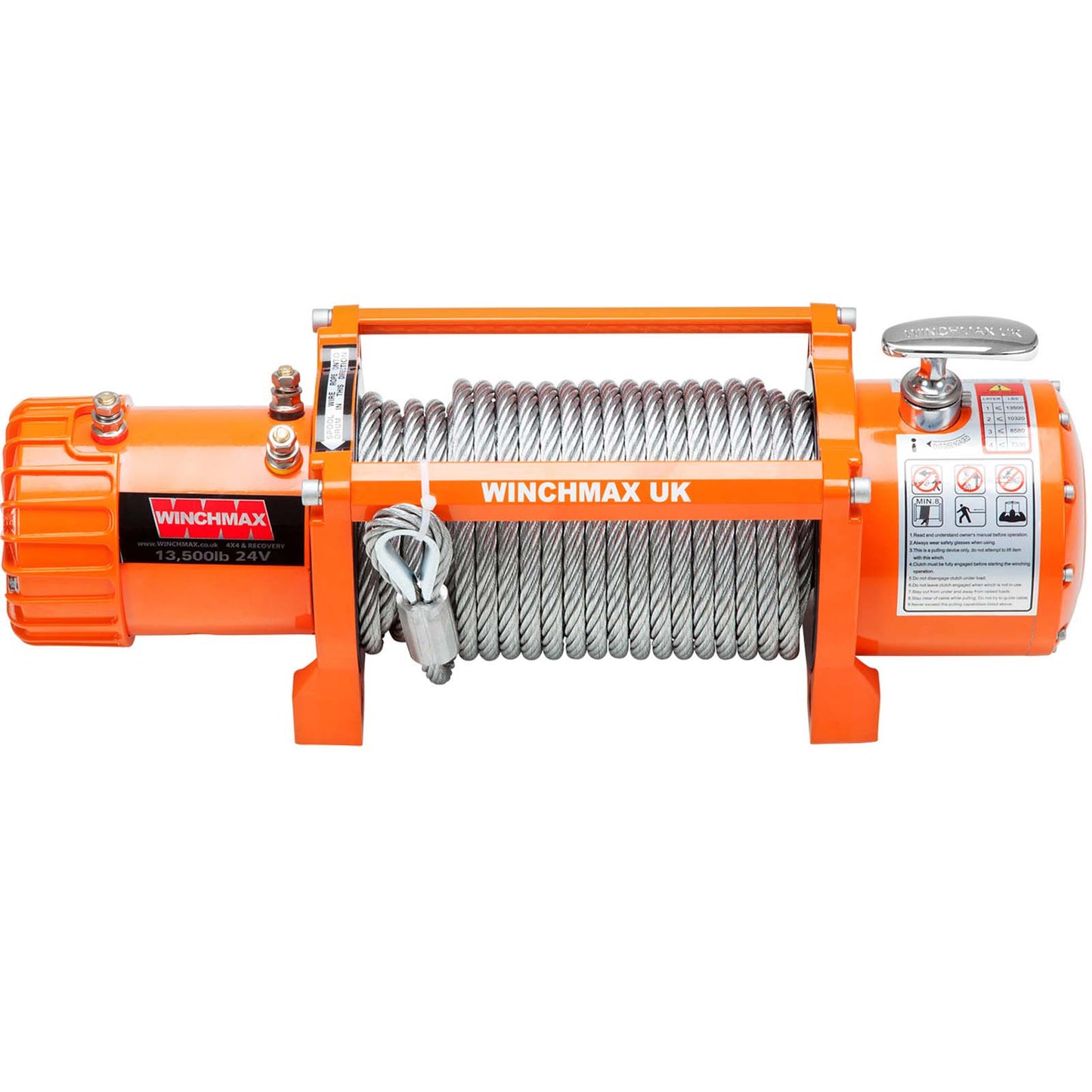 13.500 lb (6.123 kg) Original Orange 24 V elektrische Seilwinde. 26 m x 9,5 mm Stahlseil. Zwei kabellose Fernbedienungen.