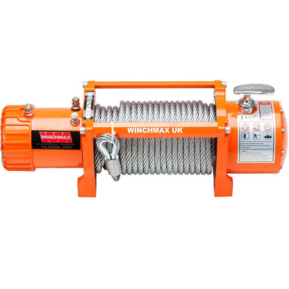 13.500 lb (6.123 kg) Original Orange 24 V elektrische Seilwinde. 26 m x 9,5 mm Stahlseil. Zwei kabellose Fernbedienungen.