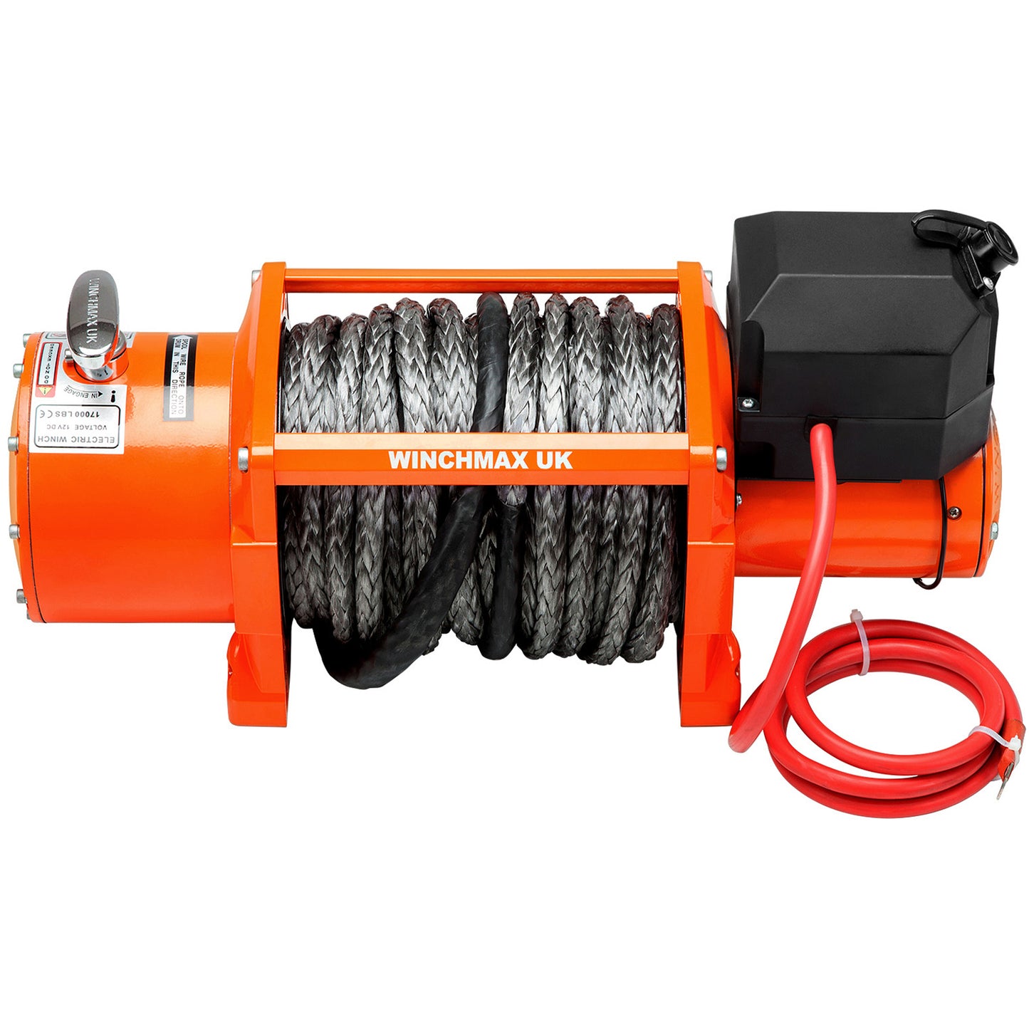 17,000lb (7,711kg) Original Orange 12v Electric Winch. 25m x 13mm Dyneema Rope, Wireless Remote Controls