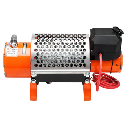 20,000lb (9,072kg) Original Orange Recovery 12v Electric Winch. 25m x 14mm Steel Rope, Wireless Remote Controls.