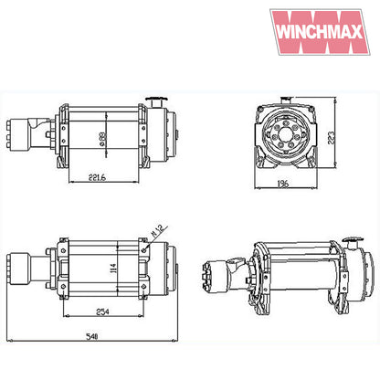 20,000lb (9,072kg) Original Orange Hydraulic Winch. 25m Steel Rope. 1/2 Inch Clevis Hook.