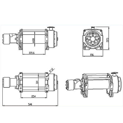20,000lb (9,072kg) Original Orange Hydraulic Winch. 25m Steel Rope. 1/2 Inch Clevis Hook.