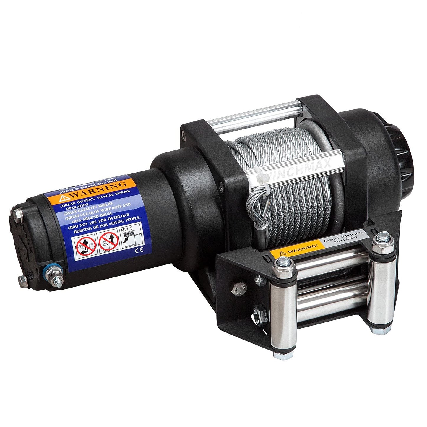 3,000lb (1,361kg) 12v Military Grade Winch. 15.5 x 5mm Steel Rope. Wireless Remote Control. Boat Trailer, Marine.